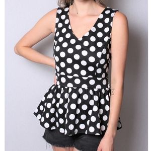 🖤🤍Polka Dot Peplum Top